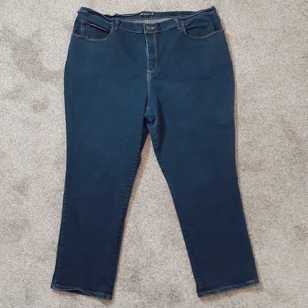 WOMEN'S LEE Relaxed Fit High Rise Denim Blue Jeans; Dark Wash; Size 22W Petite